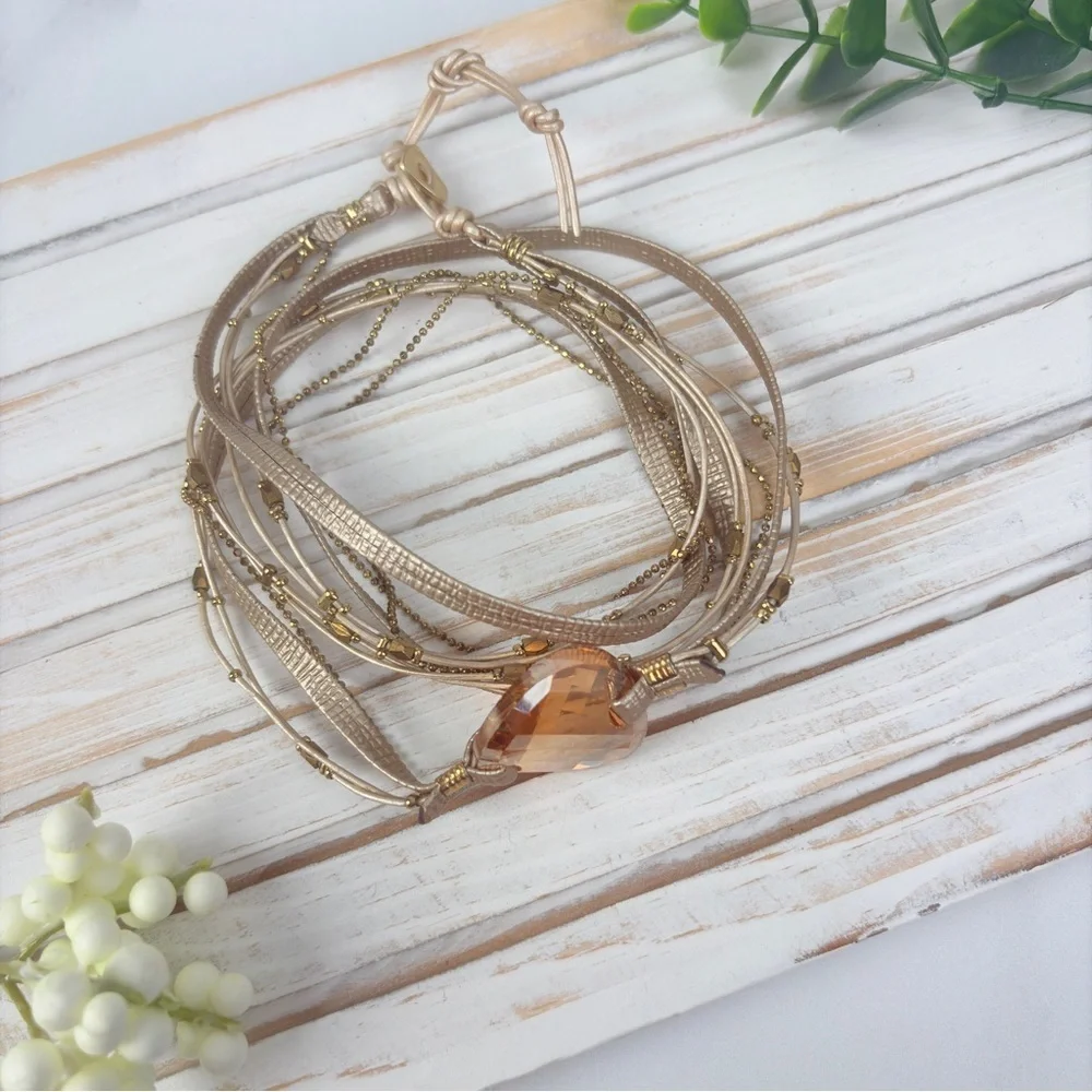 Nakamol Elegant Gold Wrap Bracelet with Crystal Accent